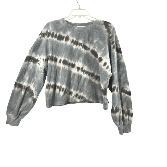 Olive + Oak Tops - Olive‎ + Oak Tie Dye Cropped Sweatshirt Womens Medium Gray Long Sleeve Oversized